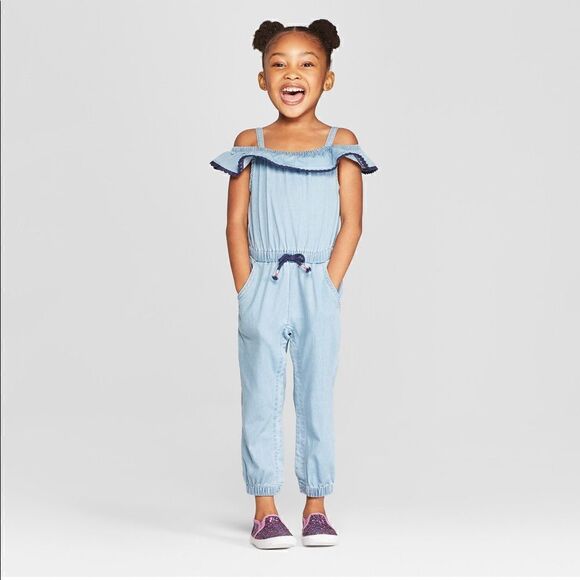 Genuine Kids Toddler Girls' denim Romper bleu - Picture 3 of 6